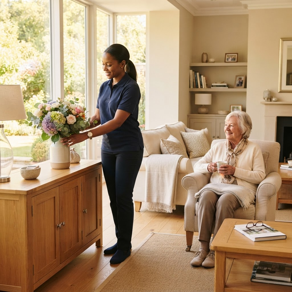 OctaCare caregiver providing light housekeeping