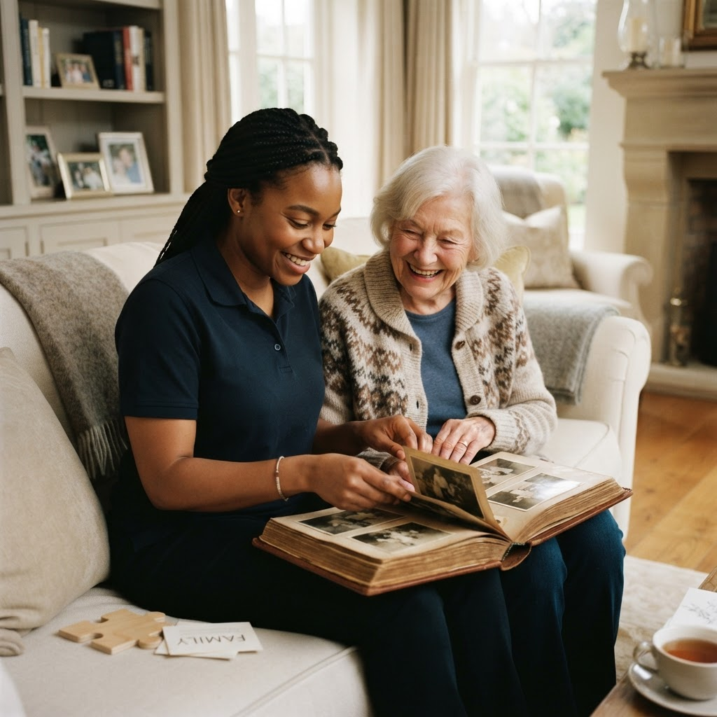 OctaCare caregiver providing memory care support