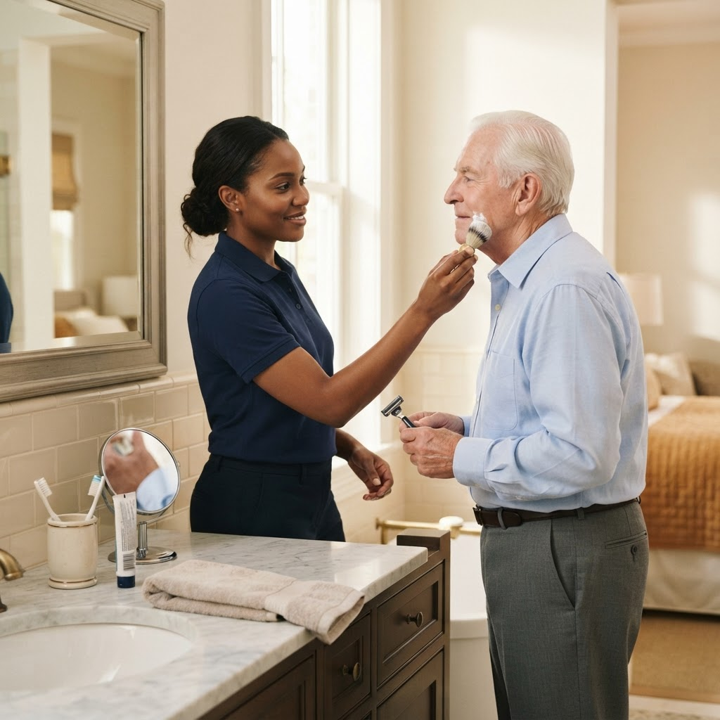 OctaCare caregiver providing personal care assistance